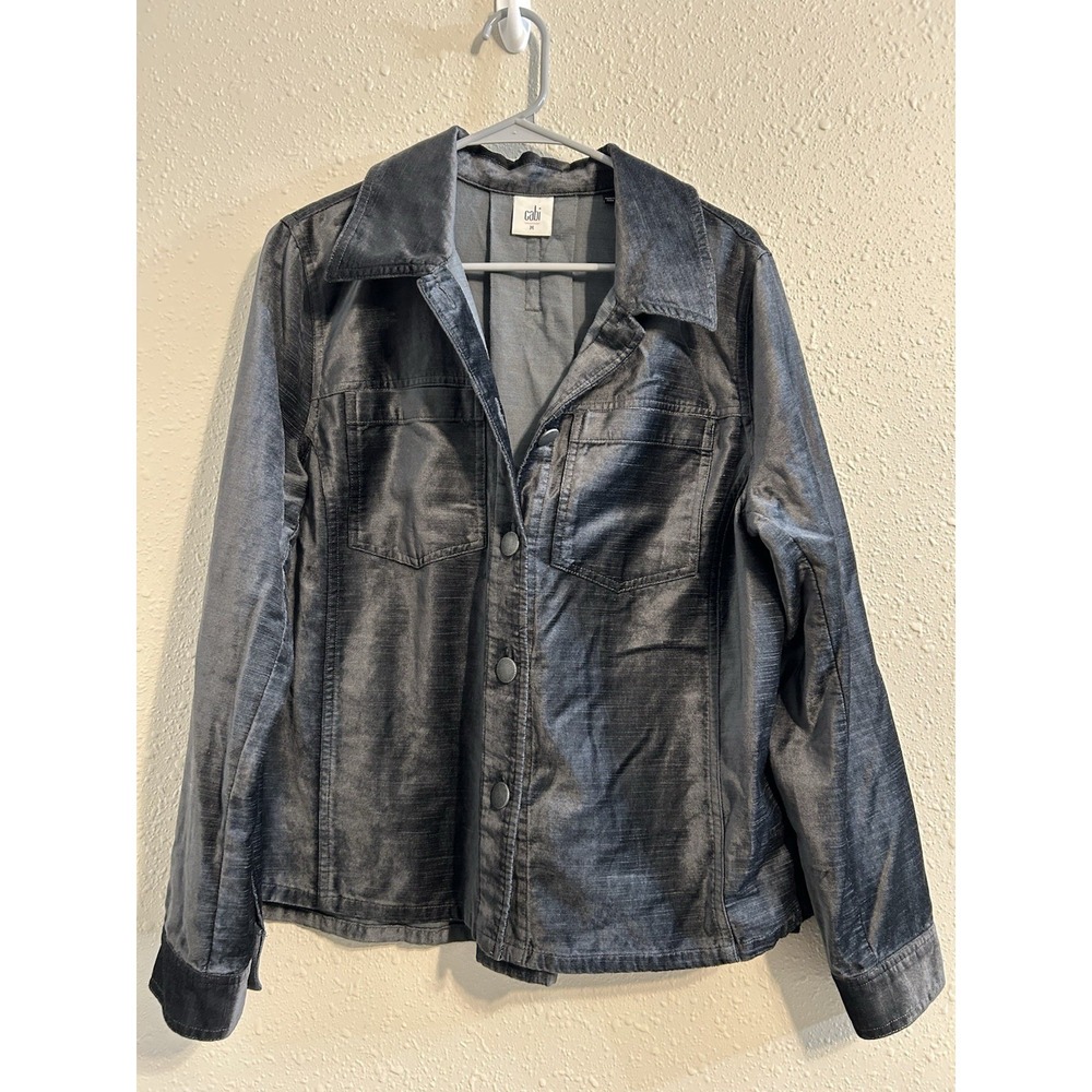 Whimsigoth velvet Black Button-Front Cabi‎ collared Women's Size M